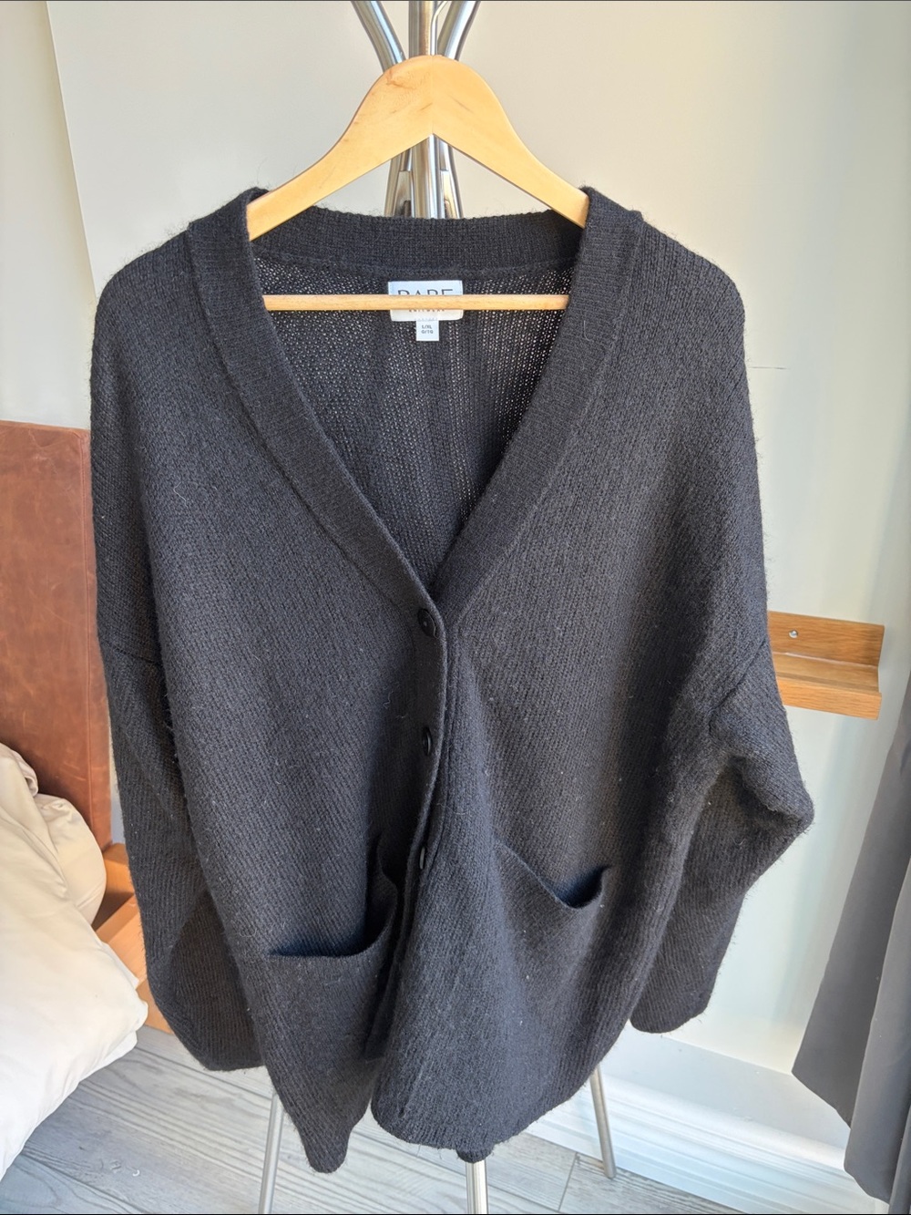 Rabe Black V‑Neck Button Front Cardigan